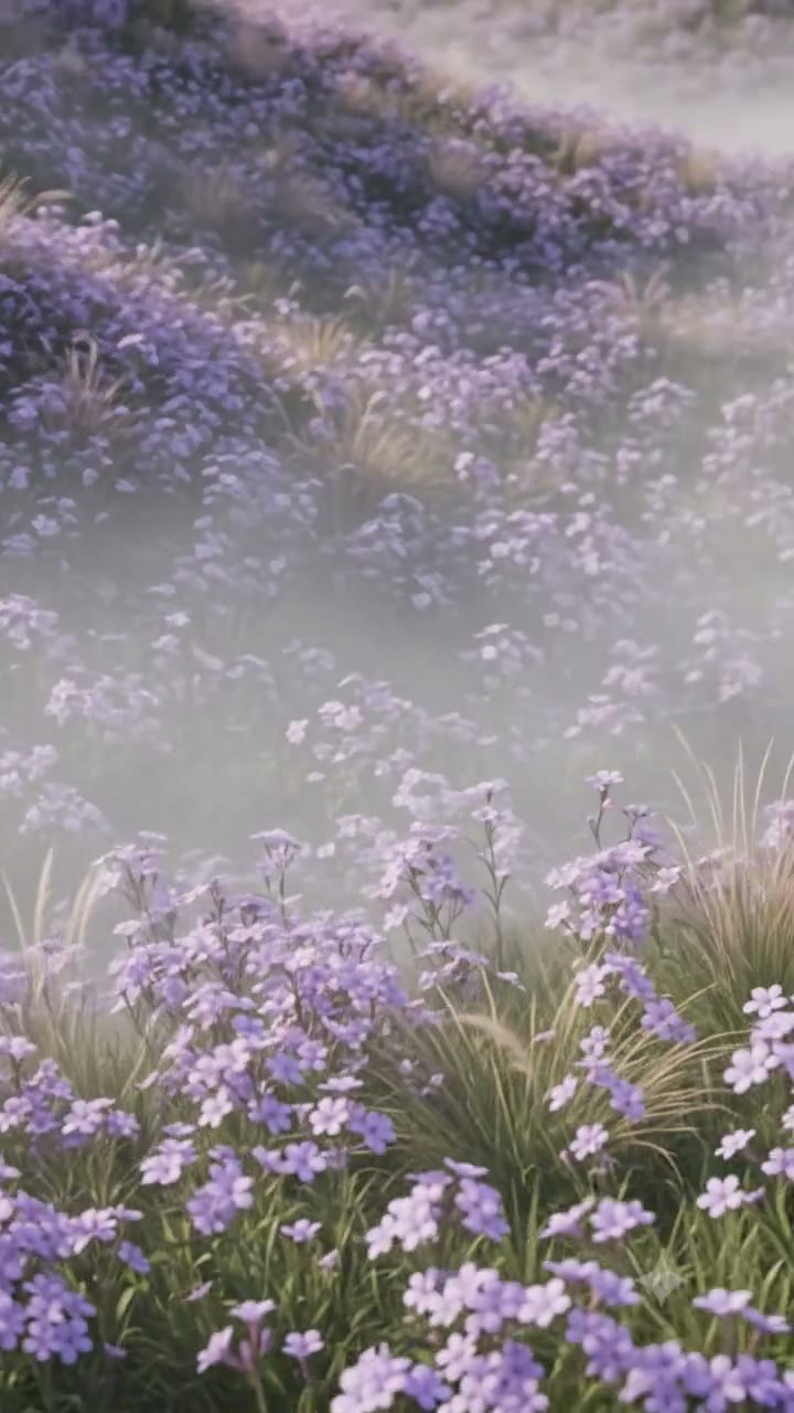 Verbena meadow in soft morning light